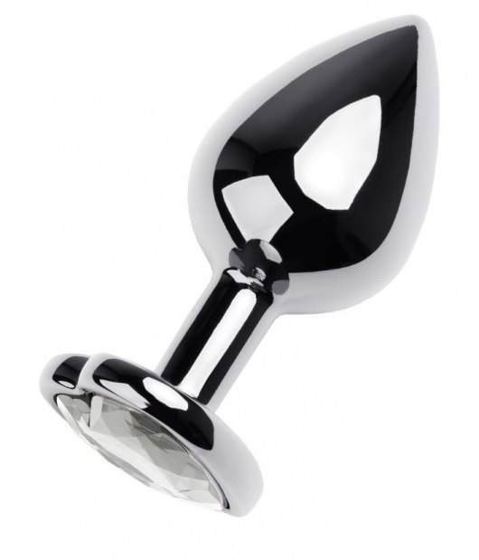 Серебристая анальная пробка с прозрачным кристаллом-сердцем - 8 см. - ToyFa - купить с доставкой в Благовещенске