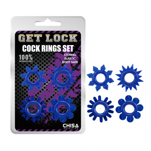 Набор из 4 синих колец Get Lock - Chisa - в Благовещенске купить с доставкой