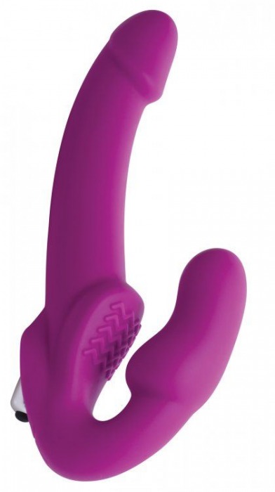 Ярко-розовый безремневой вибрострапон Evoke Vibrating Strapless Silicone Strap-on Dildo - XR Brands - купить с доставкой в Благовещенске