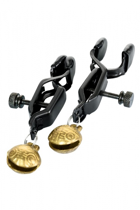 Черно-золотистые зажимы для сосков TOYFA Theatre - ToyFa - купить с доставкой в Благовещенске