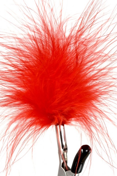 Зажимы для сосков с красным пухом Theatre - ToyFa - купить с доставкой в Благовещенске