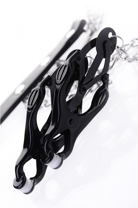 Черно-серебристые зажимы для сосков с кольцом для пениса TOYFA Metal - ToyFa - купить с доставкой в Благовещенске